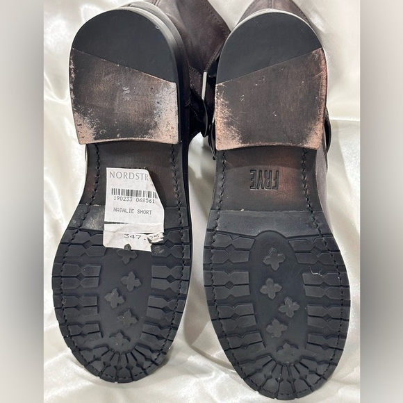 Frye Natalie Engineer Short Boots Brown Leather Buckle Western Size 6 Boho Chic - Picture 9 of 13